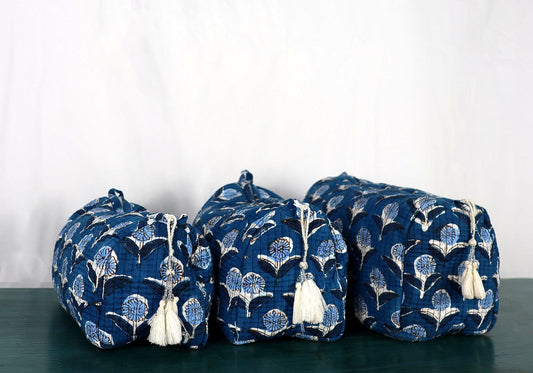 Indigo Bloom Wash Bag Set