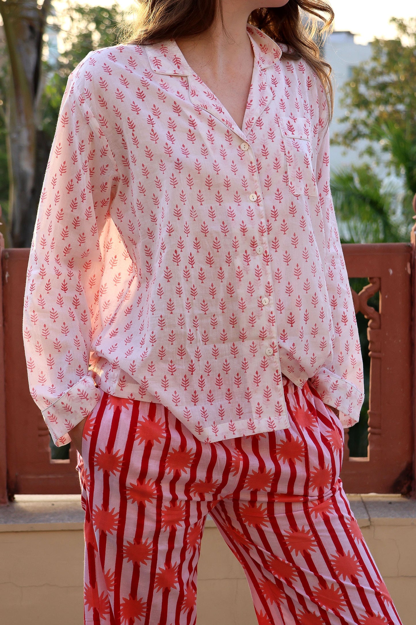 Coral Breeze Pyjama Top - Long
